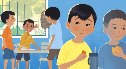 Dave looking back while the other boys take Jose’s backpack