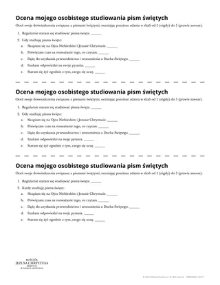Ocena mojego osobistego studiowania pism świętych