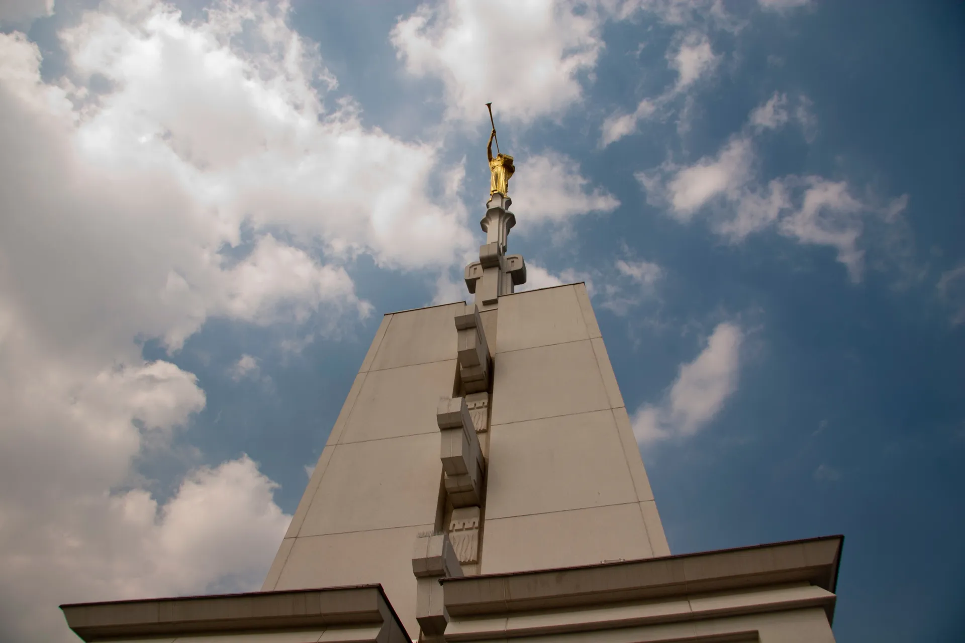 The Mexico City Mexico Temple spire, including the exterior of the temple.  