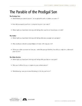 handout, The Parable of the Prodigal Son