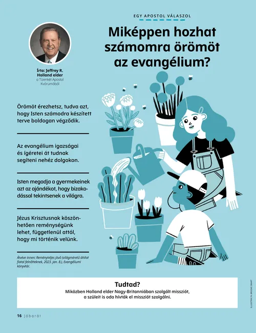 PDF-oldal illusztrációval, amelyen egy cserepes virágokat öntöző lány és egy fiú látható