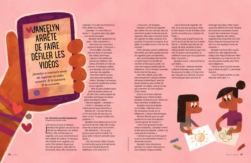 Page au format PDF représentant une main tenant un téléphone portable et deux filles dessinant ensemble