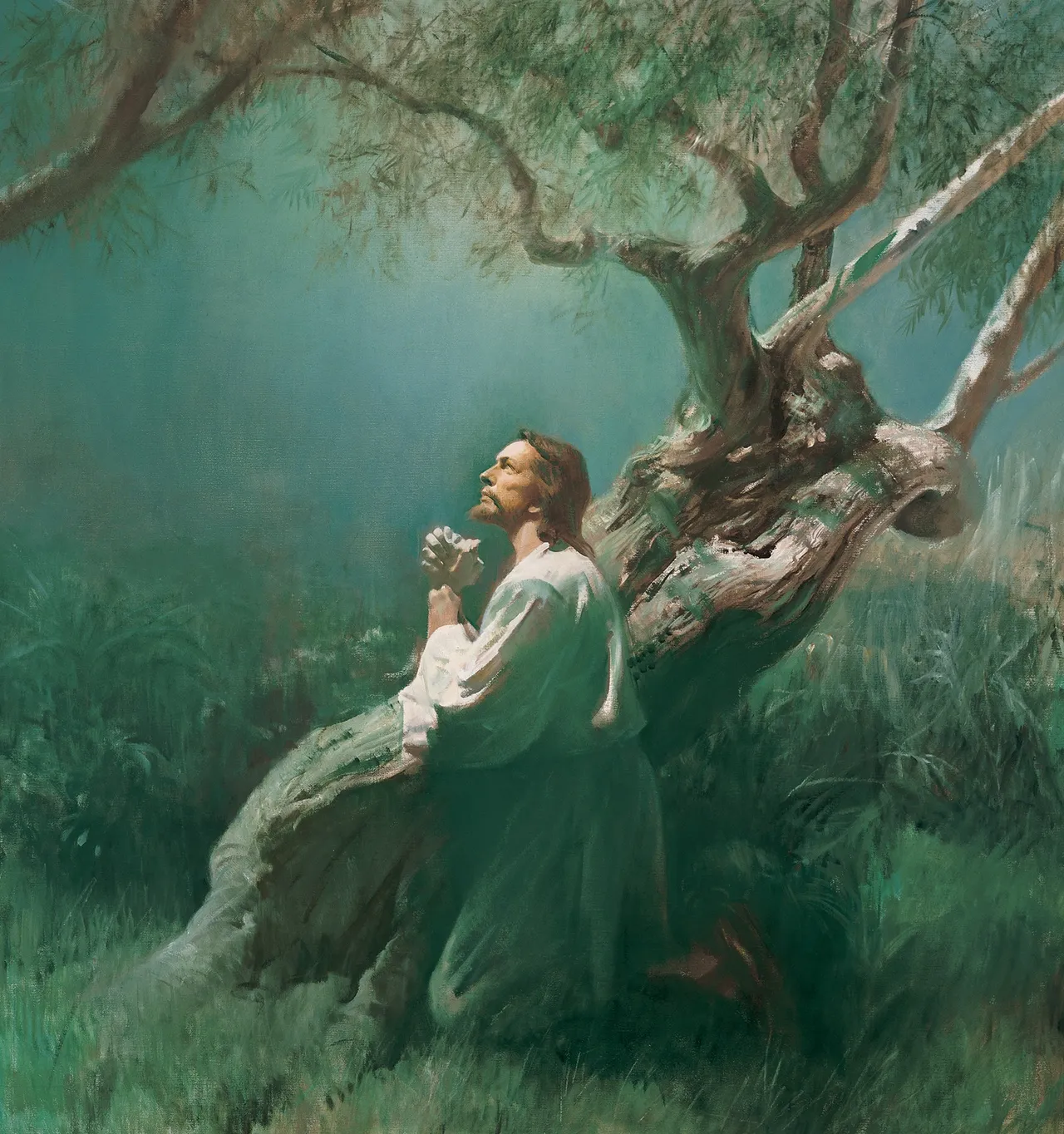 Jesus praying in the Garden of Gethsemane