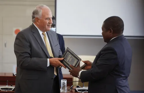 Elder Rasband with Mozambique’s president