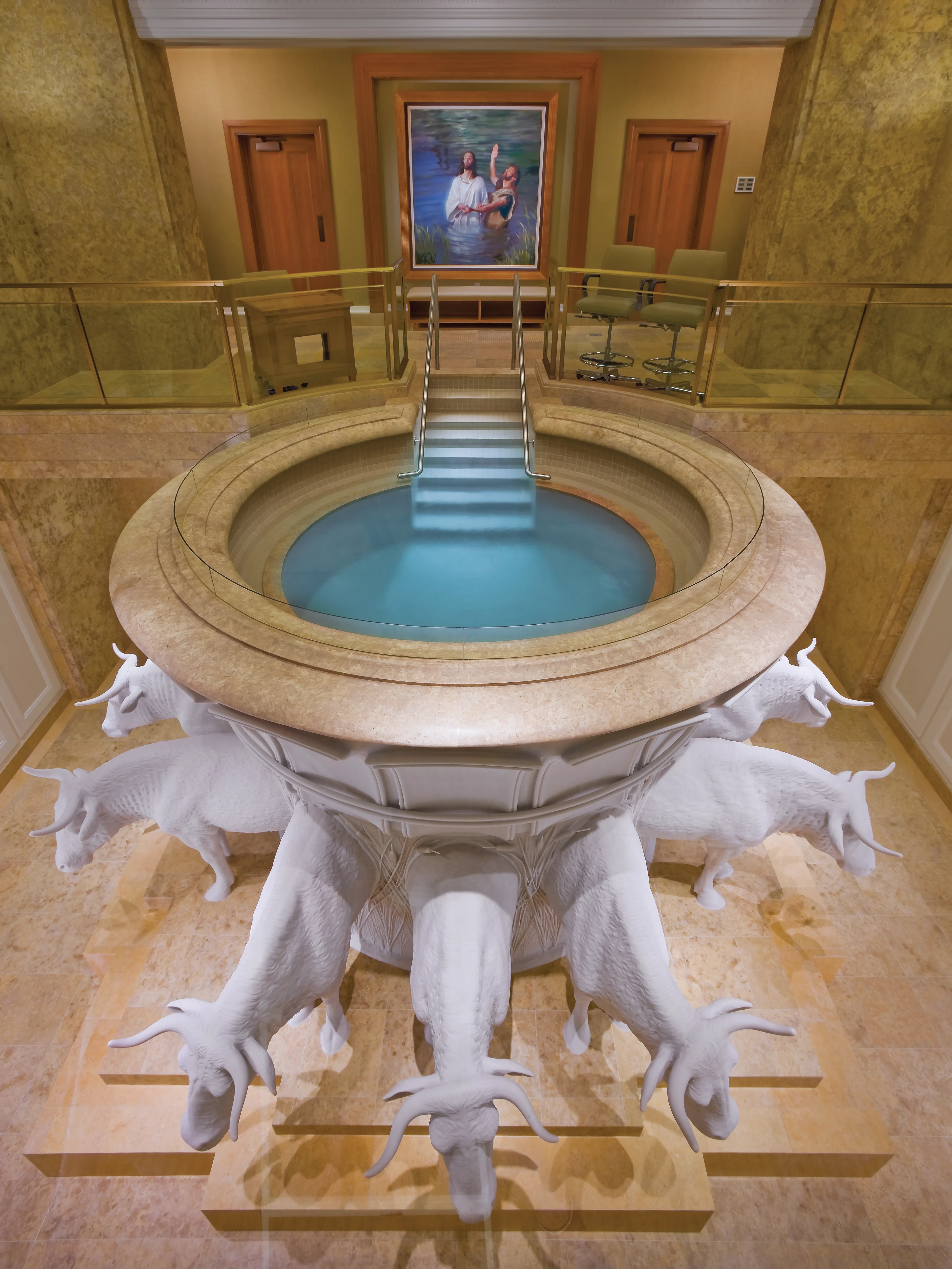 Baptistry in the Oquirrh Mountain Utah Temple.