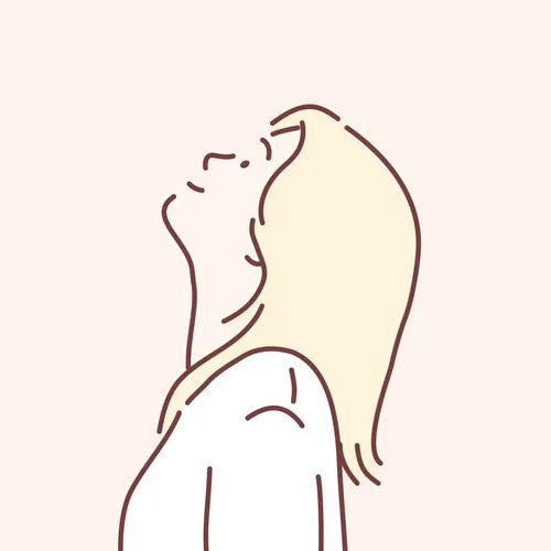 young woman looking up