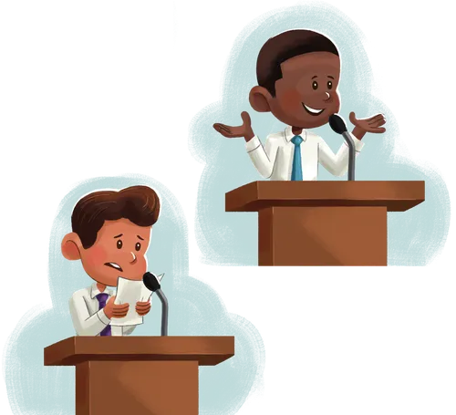 Primary children speaking at pulpit