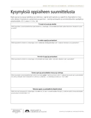 moniste, Kysymyksiä oppiaiheen suunnittelusta