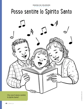 coloring page of children singing