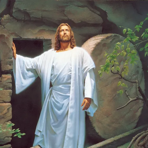 Jesus emerging from the tomb