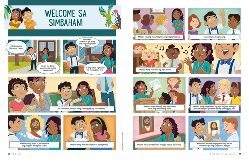 PDF na pahina ng isang kuwentong komiks na kasama sina Margo at Paolo na nagpapakita kung ano ang pakiramdam ng pagpunta sa simbahan