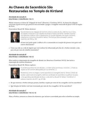 As Chaves do Sacerdócio São Restauradas no Templo de Kirtland