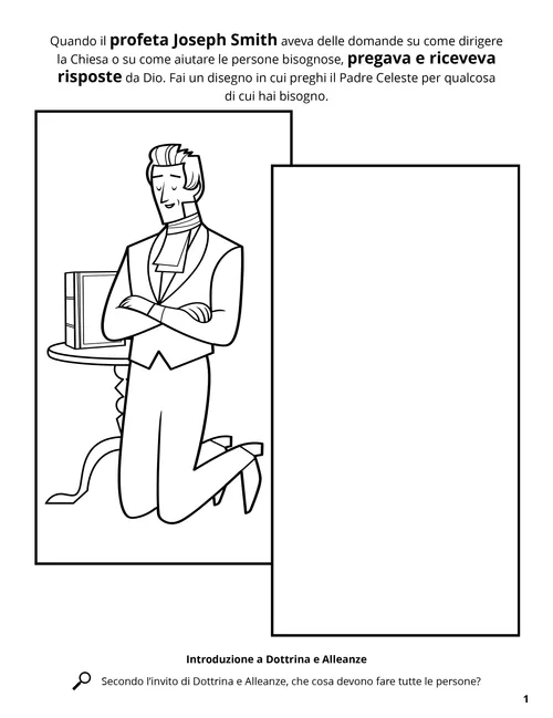 Pagina da colorare con Joseph Smith che prega
