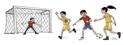 girl running and playing soccer