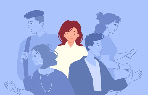 a woman feeling sad even when surrounded by other people