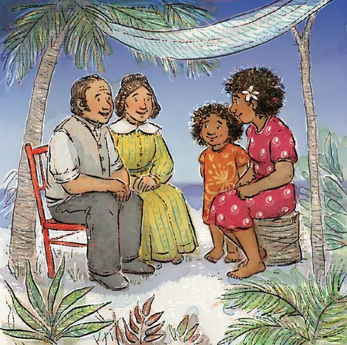 19th-century missionary teaching in Pacific islands