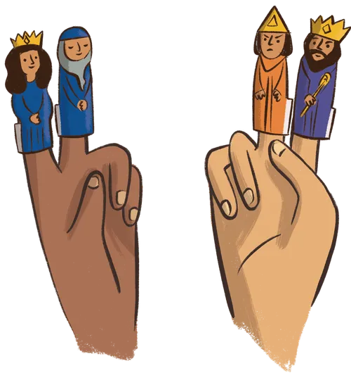 hand with finger puppets