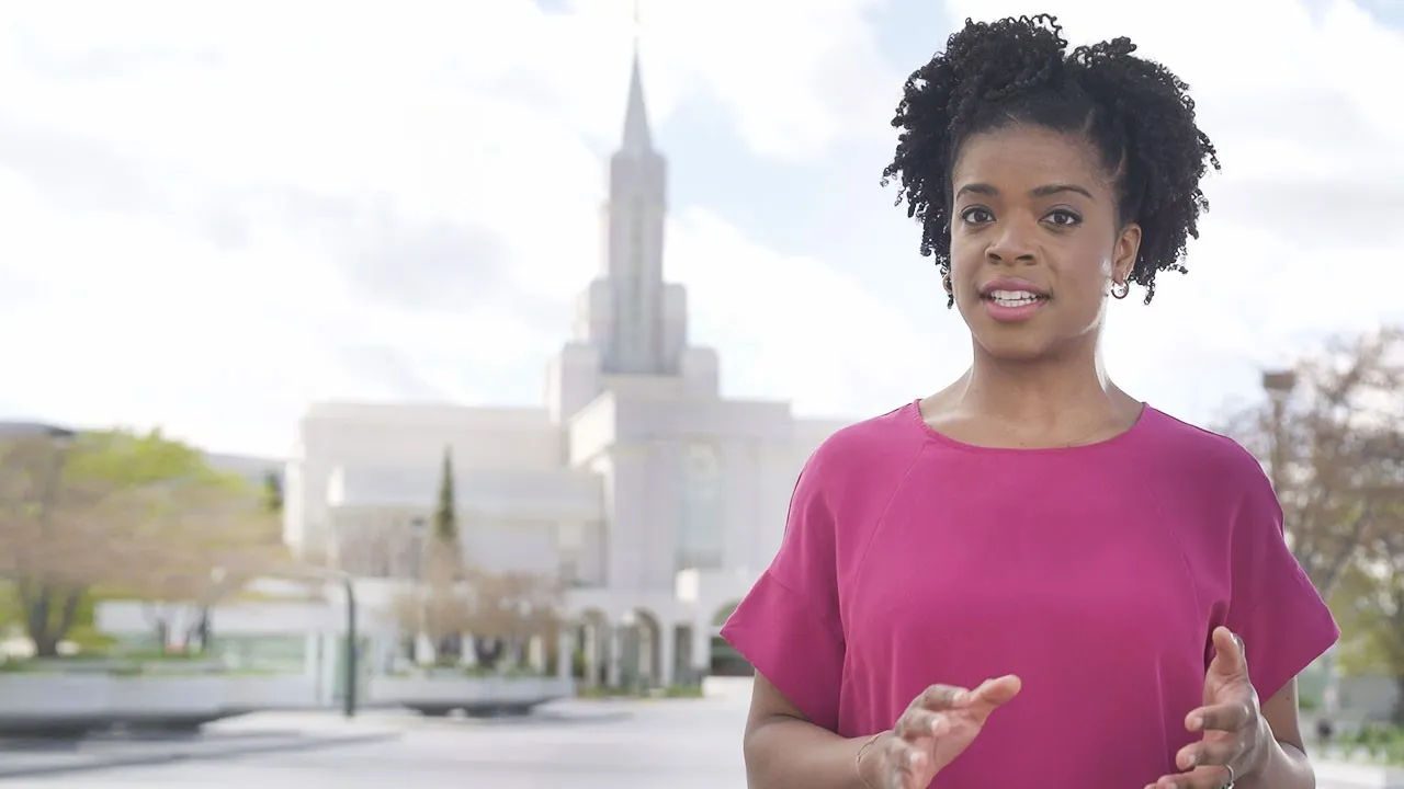 A woman explains the blessings of the temple endowment