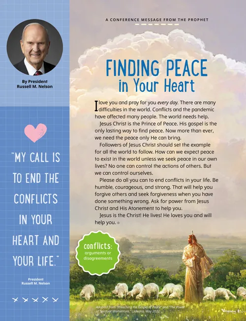 General authority message with a painting of Jesus Christ with sheep