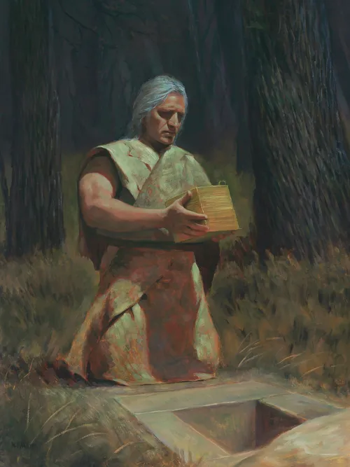 Moroni burying the golden plates