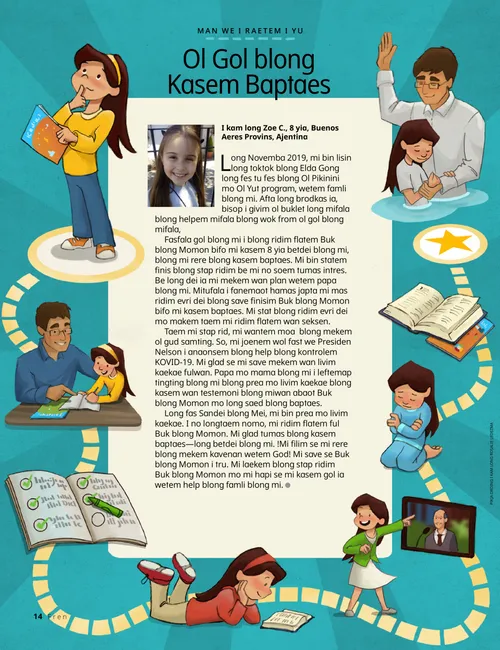 girl watching conference and reading scriptures