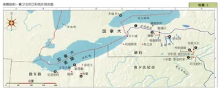 紐約州、賓夕法尼亞州，及俄亥俄州地區地圖