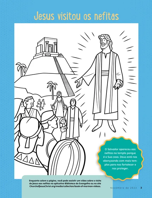 Página para colorir: Jesus aparece aos nefitas.