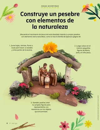Página en PDF de un pesebre construido con objetos que se encuentran en la naturaleza.