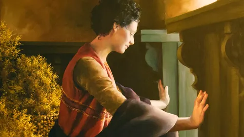 Rahab looking out a window