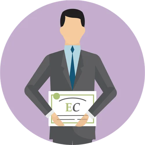 illustration af en ældste med et EnglishConnect certifikat