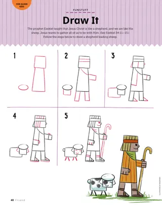 drawing activity of a sheep and shepherd