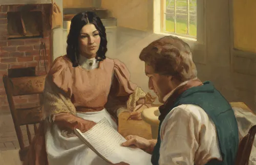Emma Smith working as Joseph Smith’s scribe