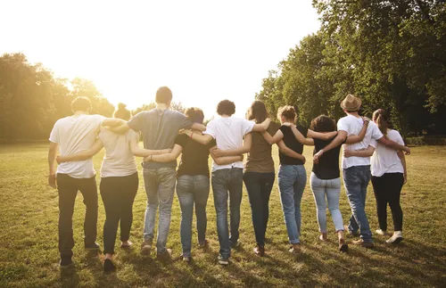 group of young adults standing together