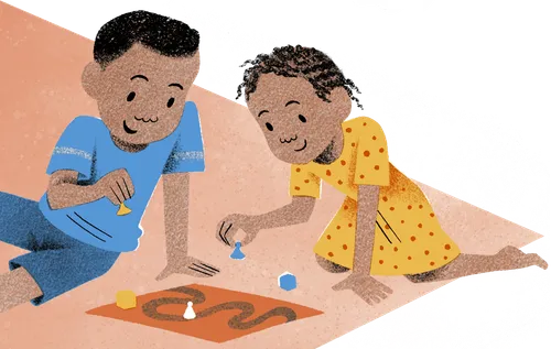 一對兄妹在玩遊戲