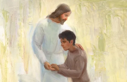 Jesus Christ greeting young man