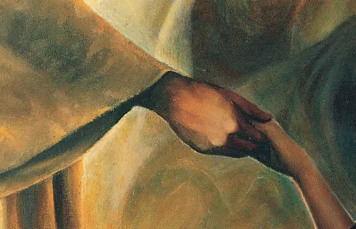 Christ’s hand reaching out and holding a hand