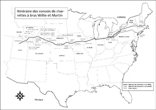 carte, trajet des charrettes à bras