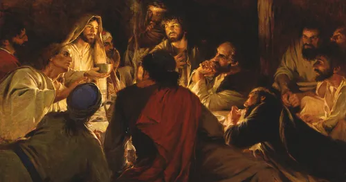 ప్రభురాత్రి భోజనము వద్ద యేసు మరియు ఆయన శిష్యులు