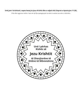 faqja e veprimtarisë: Unë jam i krishterë