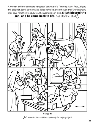 Elijah and the Widow coloring page