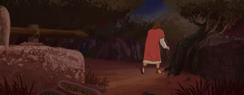 Jesus goes farther into the garden.