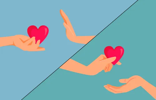 hands offering and accepting a heart