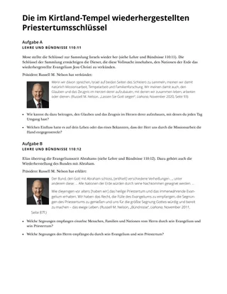 Die im Kirtland-Tempel wiederhergestellten Priestertumsschlüssel