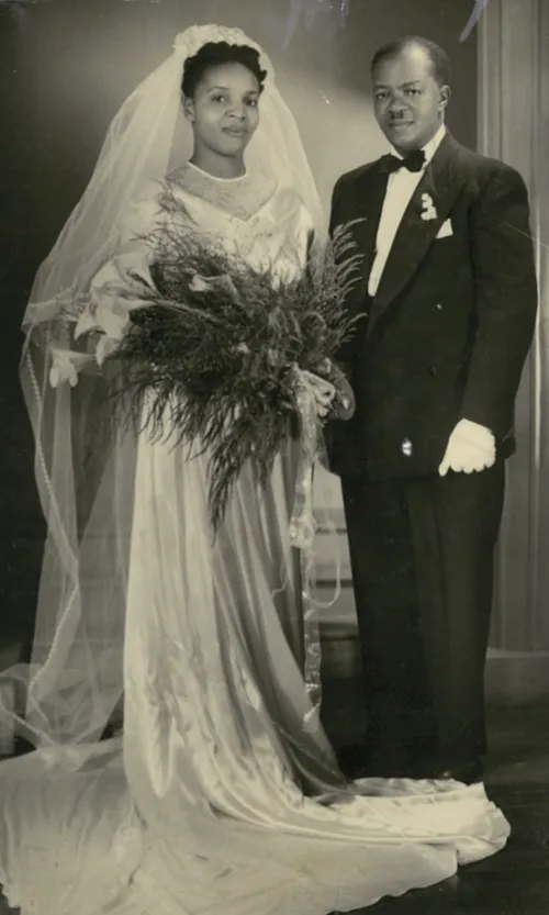 Julia and John Mavimbela on their wedding day