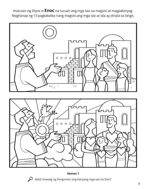 PDF ng pahinang kukulayan na tungkol sa mga tao sa lungsod ni Enoc