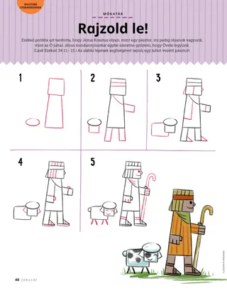 drawing activity of a sheep and shepherd