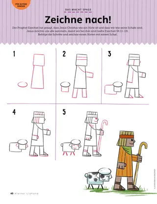 drawing activity of a sheep and shepherd