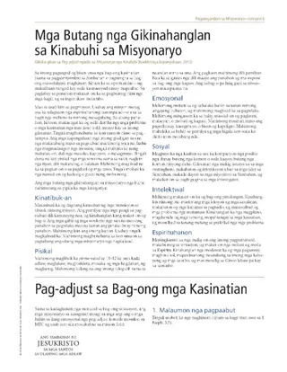 Missionary Life handout