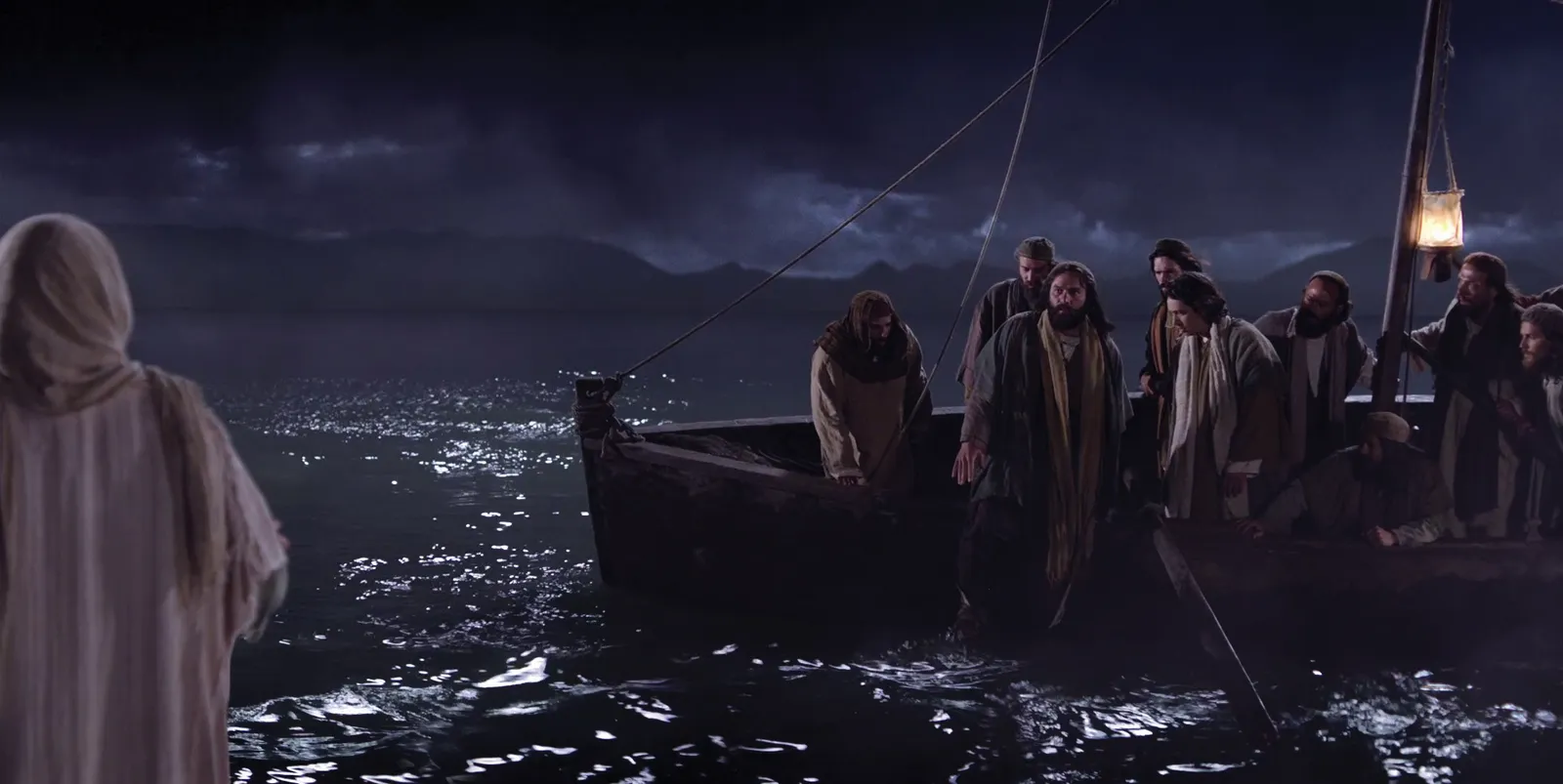 The disciples in their ship see Jesus walking on water.
