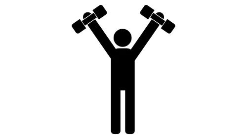 stick figure holding weights